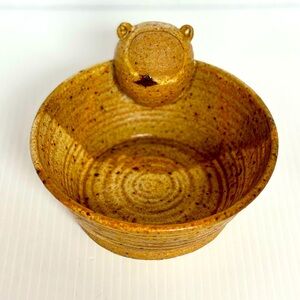 Vtg Studio Art Pottery Bowl With Bear 5.5 Inch Diameter